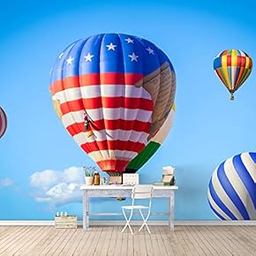 Wall Murals for Bedroom Hot Air Balloon Large Removable Wallpaper Peel and Stick Wall Stickers - 66x96 inches