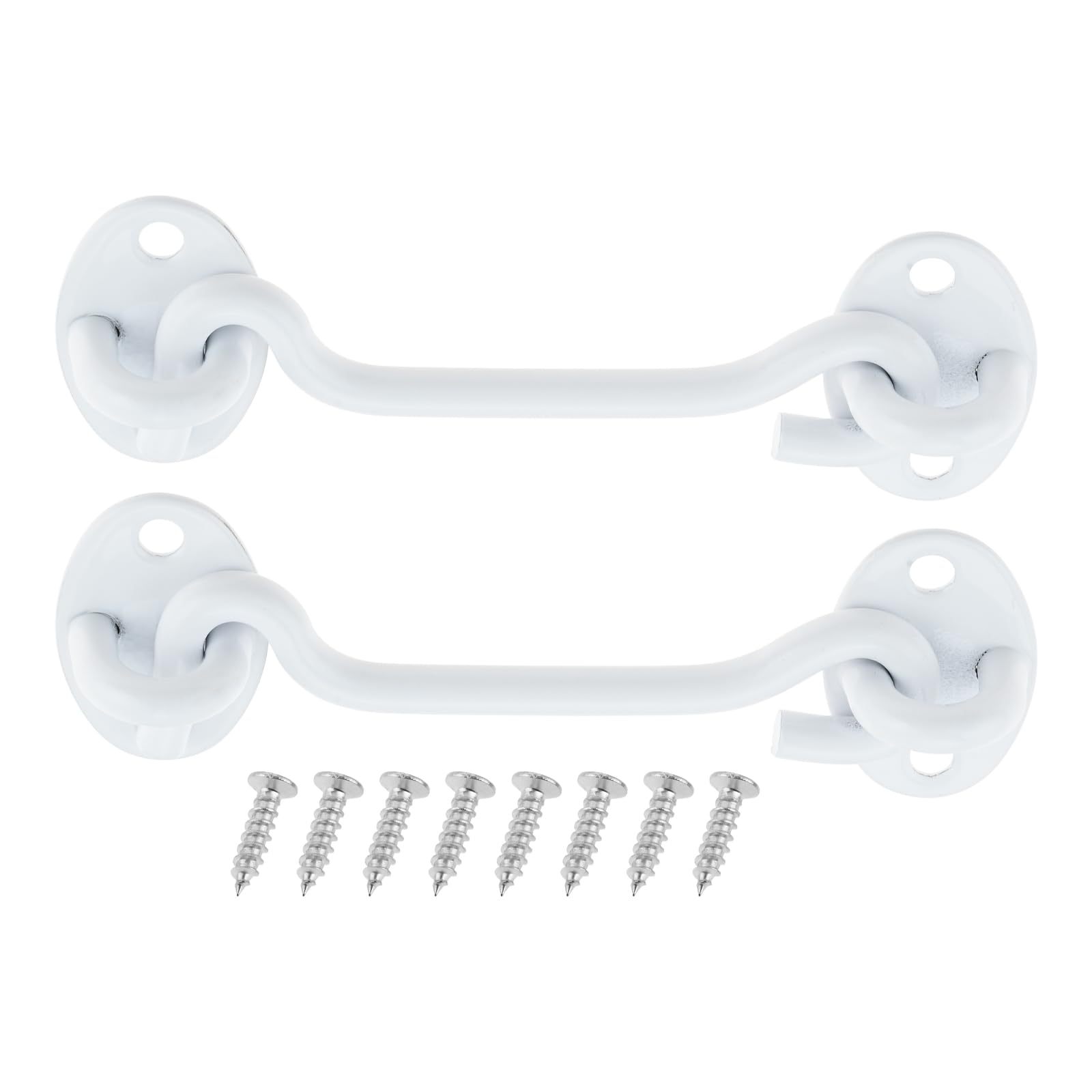 100mm Cabin Hook and Eye Latch Lock Shed Gate Door Catch Silent Holder Stainless Steel White 4inch 2Pcs — image 1