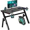 Computer Desk,Gaming Desk43.2’/ 45.2″/47.2″ Student PC Desk Writing Desk Office Desk Extra Large Modern Ergonomic Racing Style Table Workstation Carbon Fiber Cup Holder Headphone Hook (45.2 inches)