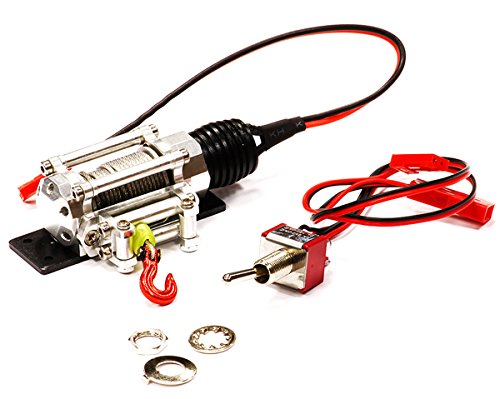 Integy RC Model Hop-ups C24659SILVER Billet Machined Realistic Power Winch (Toy) for Scale Rock Crawler 1/10 Size