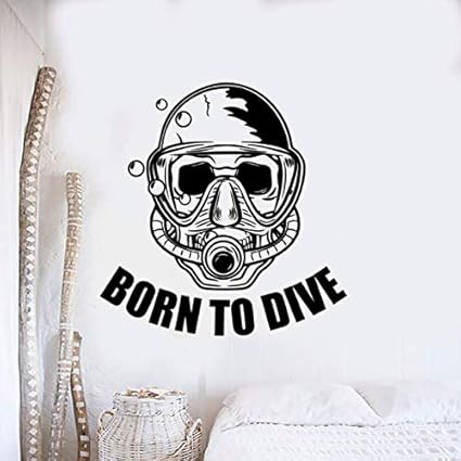 Zxdcd Plongee Sous Marine Sticker Club De Plongee Decor Plongeur Crane Vinyle Autocollant Mural Sports Extremes Ne Pour Plonger Citation Murale 57 59cm Amazon Fr Bricolage