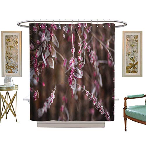 Luvoluxhome Shower Curtains Fabric Frost Frosted Branches Bathroom