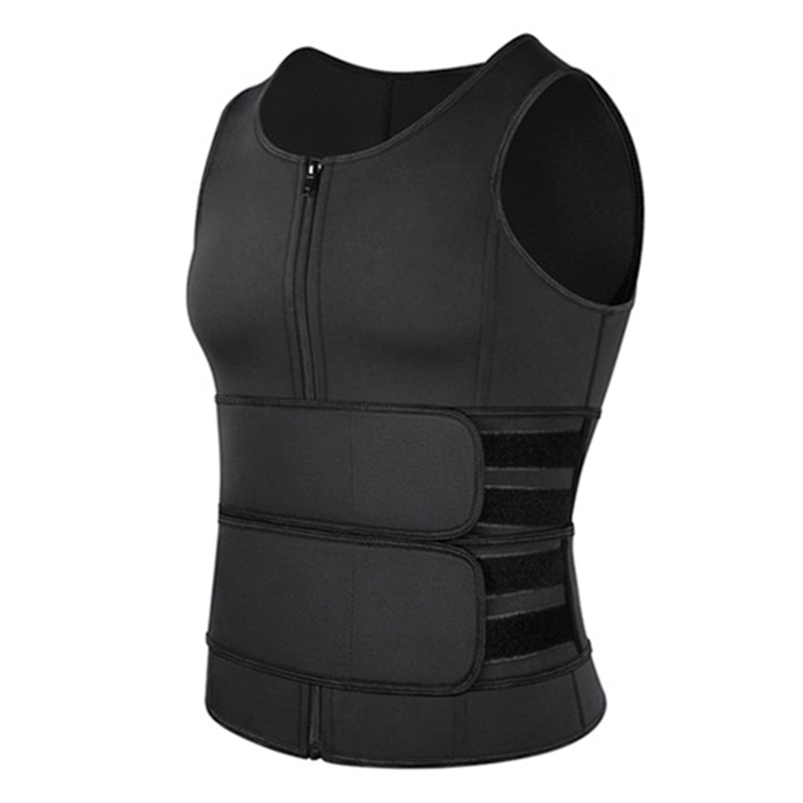 Men Body Shaping Waist Trainer Gym Fitness Double Belt Sauna Vest Breathable Sweat Slimming, Supports Abdominal Shaping, Corrects Posture for Weight Loss (Black XXL)
