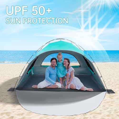 Night Cat Beach Tent Portable Camping Sun Shade Shelter for 2-4 Persons with UV Protection 3 Breathable Mesh Windows Extended Tent Floor Easy Set Up Outdoor