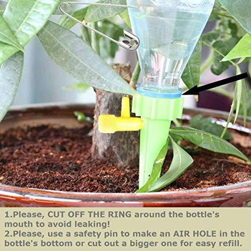 HEYLOVE Plant Waterer Self Watering Devices, Vacation Potted Plant Watering Spikes Automatic Drip Irrigation Water Stakes System with Control Valve Switch for Garden Plants Indoor & Outdoor