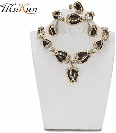 MUKUN Fashion Gold Plated Jewelry Sets - Women Dubai Costume Jewelry for Wedding Dress,Bridal Indian African Jewelry Sets Clip On Earrings Necklace