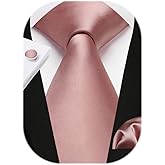 Enlision Mens Ties Solid Color Satin Necktie Ties for men Handkerchief Cufflinks Pocket Squares for Wedding