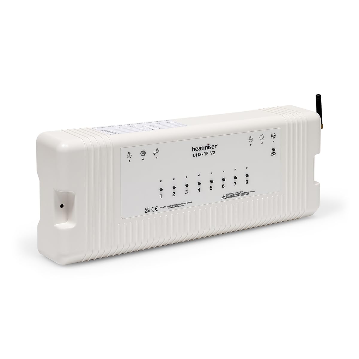 LavaTap - Heatmiser UH8‑RF V2 8‑Zone Wireless Wiring Centre – Compatible with Slimline‑RF & neoAir, Boiler & Hot‑Water Outputs, Creepage & Pump Delay, DIN‑Rail Mountable