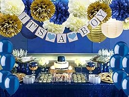 Navy Blue Baby Shower Decorations Navy Blue Cream Gold Tissue