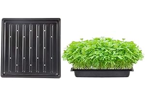 BeGrit 1010 Growing Trays with Drain Holes Shallow Tray Nursery Trays Microgreens Seed Tray Seedling Starter Tray 5-Pack Black