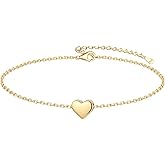 ChicSilver Personalized Tiny Heart/Star/Moon/Dot/Lotus Bracelet, Sterling Silver Dainty Link Chain Bracelet for Women Silver/Gold Plated/Rose Gold Plated