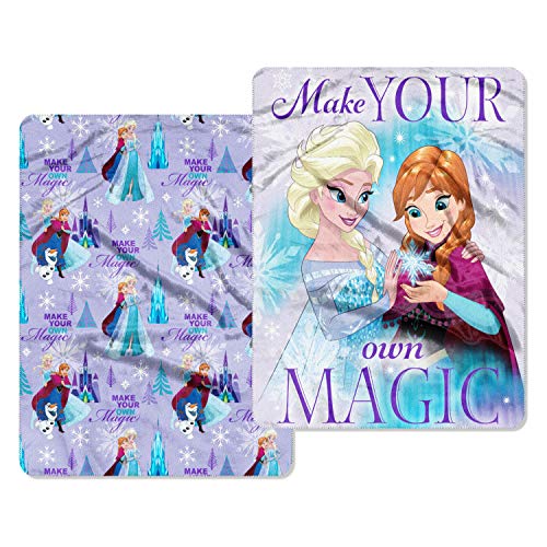 Disney Frozen, "Make Magic" Double Sided Cloud Throw Blanket, 50" x 60", Multi Color, 1 Count