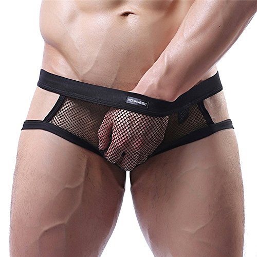 Sexy Men s G-Strings&Thongs Underwear Mesh Fishnet Jockstrap(Black XL)