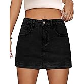 POTILI Denim Skort Women High Waist Mini Jean Skirt for Women Stretch Casual Mini Jean Skort