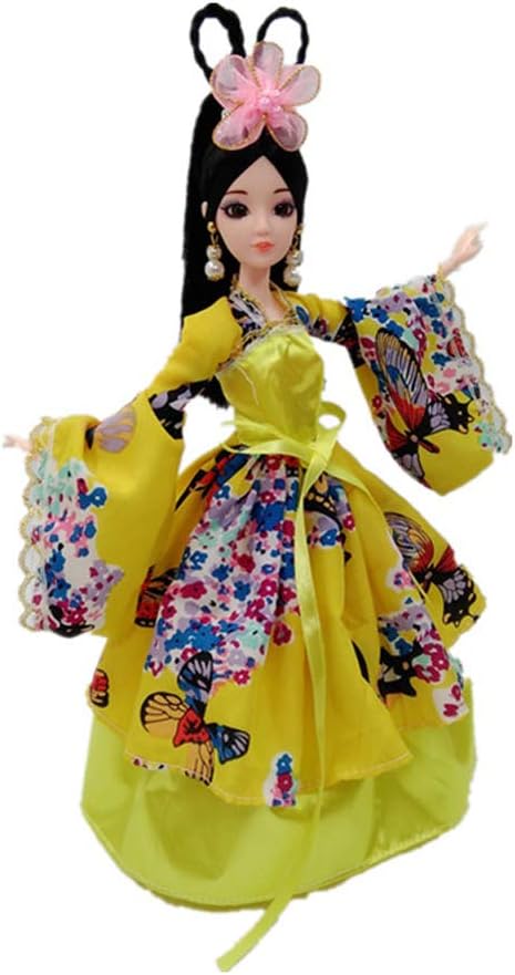 Amazon 中国風 ボールジョイントドール ビンテージ 古代 イエロー コスチューム人形 繊細な妖精の美女人形 女の子用 ロボット ソフビ人形 おもちゃ