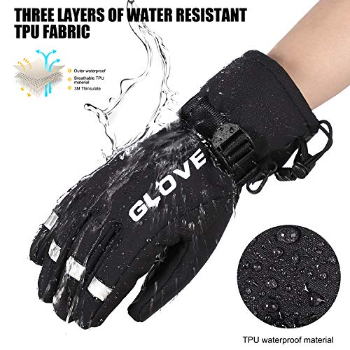 WESTGIRL Winter Ski Gloves, 3M Thinsulate Warm Windproof Waterproof Gloves for Men Women, Touchscreen Cold Weather Outdoor Gloves for Running, Cycling, Skiing, Climbing