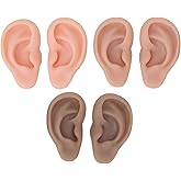 CYSFETENA 3 Pairs Silicone Ear Model - Flexible Fake Ear in 3 Colors - Soft Realistic Ear Model for Professional and Beginners Piercing Practice,Earring Jewelry Display Props Acupuncture Teaching Tool