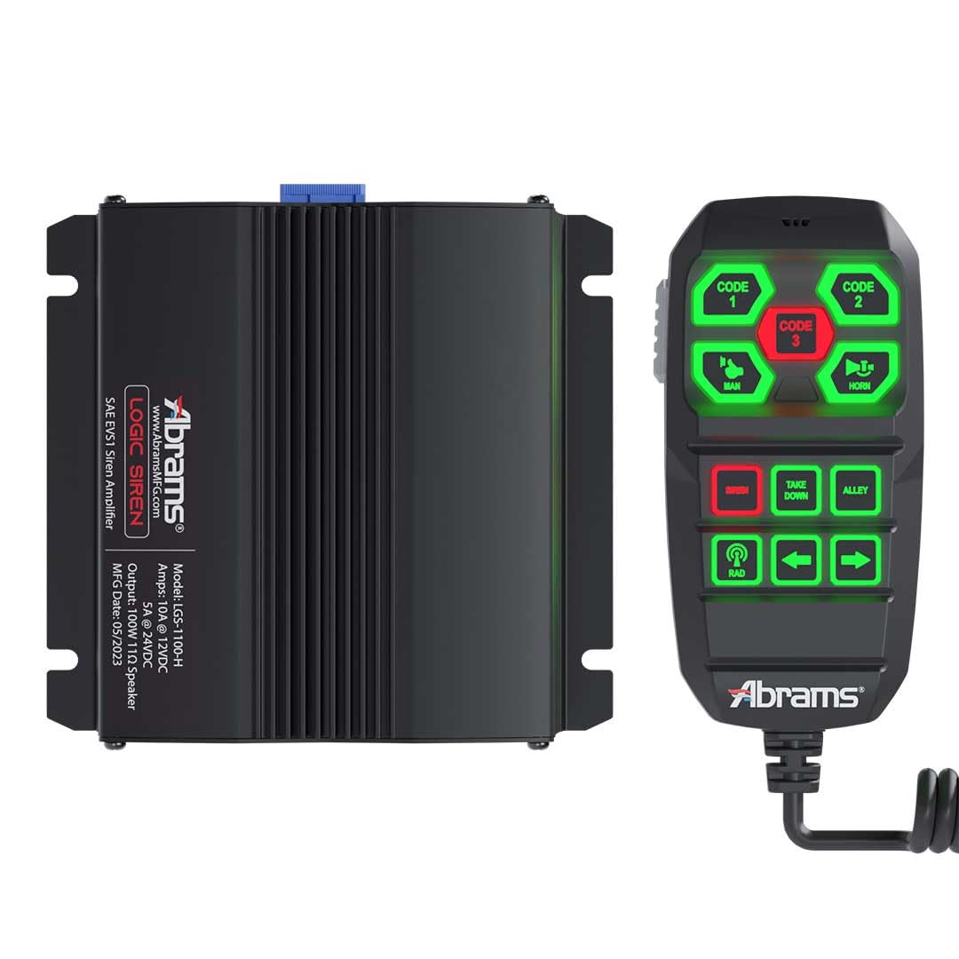 Abrams Logic 1100 Programmable Handheld Siren System & Light Controller for Fire Truck ATV UTV POV Police Car Siren PA System 100W Emergency Sirens for Vehicles