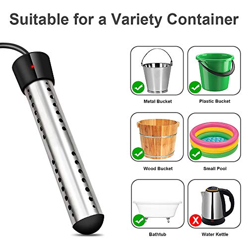 LIVEBAY Immersion Water Heater, Quick 1500W Submersible Water Heater, Temp Indicator