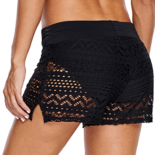 Ulicox Women's Swimming Trunks Beach Shorts Water Sports Quick Drying Summer Hollow Lace Swimming Trunks S-XXXL