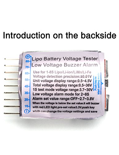 Readytosky 4 pcs 2 in 1 RC 1-8s Lipo/Li-ion/LiMn/Li-Fe Battery Checker with Low Voltage Buzzer Alarm and LED Indicator gift