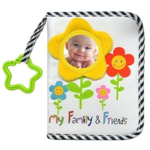 ABCKEY My Family And Friends Baby Photo Album With Sunflower Baby-safe mirror Holds 18 Photos