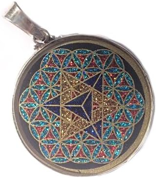 Merkaba in Flower of Life Sacred Geometry Pendant (black tourmaline) by Scalar Heart Collection