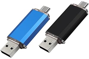 2-Pack 128GB USB C Flash Drive Dual Type C + USB A Memory Stick Jump Drive 2-in-1 Thumb Drive for Storage and Backup (128GB*2 Black&Blue)