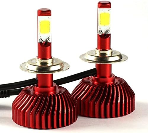 Red H7 LED Headlight Headlamp Car Crystal Night Clear all-in-one LED implementation headlamps 30W 3600LM Low Light degradation socket H7 6000K White bulb kit [2 Yr Warranty]