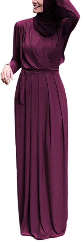 Robe Musulmane Des Femmes A Manches Longues Slim Fit Indian Indian Abaya Robe Plissee Avec Ceinture Casual Mode Islam Vetements Robe D Ete Ddupnmone Amazon Fr Instruments De Musique