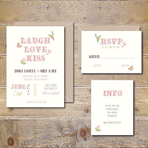 Wedding Invitations Invites Vintage Retro Spring Summer Fall Autumn Winter Ferns Floral Flowers