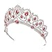 SWEETV Vintage Crystal Wedding Crown for Women Rhinestone Queen Tiara Bridal Hair Accessories, Pink
