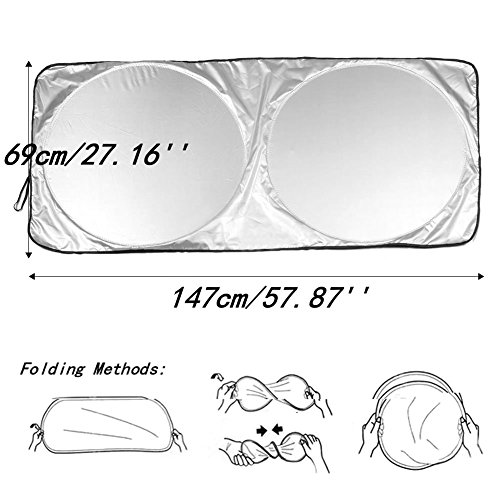 Ztl Foldable Car Front Rear Sunshade Auto Visor Windshield Block Cover Car Shield (57.9" x 27.2") - Thumbnail 5