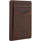 YBONNE Thin Front Pocket Wallet for Men and Women, RFID Blocking Card Holder, Made of Finest Genuine Leather (Brown)