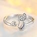 Hosaire Ring Cute Cat Ring Sliver Plated Elegant Open Adjustable Ring for Women Lady