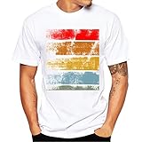 ZYooh Fashion Boys Mens Round Neck T-shirt,Colored Printing Casual Short Sleeve Tee Cotton Solid Color Short Tops (L, white)