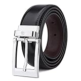 Tonly Monders Reversible Men's Leather Belt, Black/Brown, 1.25 Inch Wide, 44 45 46 47 Waist Big And Tall