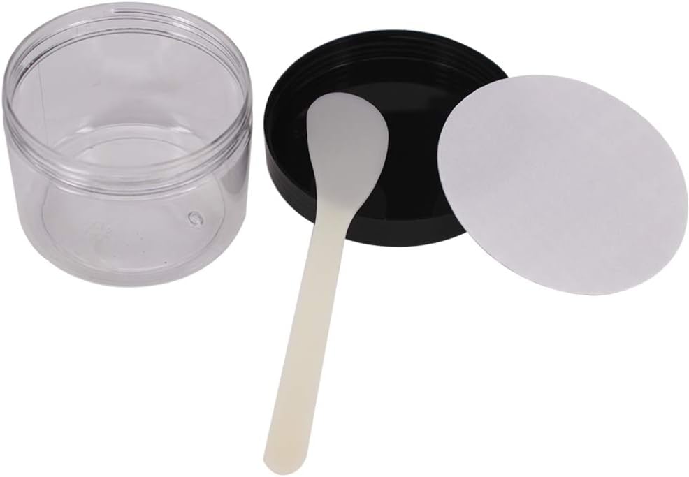 YBCPACK 12 Pack 8 OZ 250ML Round Clear Plastic Jars With Lids, A Spatula, A Pen & Labels - Image 5