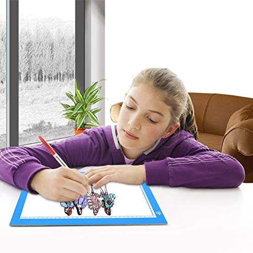 A4 Dimmable Brightness LED Artcraft Light Box Tracer Slim Light Pad Portable Tablet, ME456 USB Power Cable Copy Drawing Board Tracing Table for Artists Designing, Animation, Sketching (Blue)