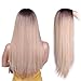 AISI HAIR Long Ombre Wig Mixed Color Brown Mixed Blonde Straight Wigs for Women Heat Resistant Middle Part Synthetic Blonde Wig High Density Long Hair Wig for Women