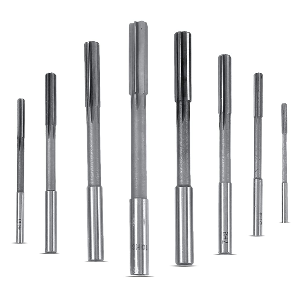 Machine Reamer,8pcs HSS Chucking Reamers Milling Cutter Tool Set Of 3/4/5/6/7/8/9/10mm Straight Shank0.6 mm milling cutter, 10 mm reamer, 4mm reamer, 5 mm reamer, 6mm reamer,