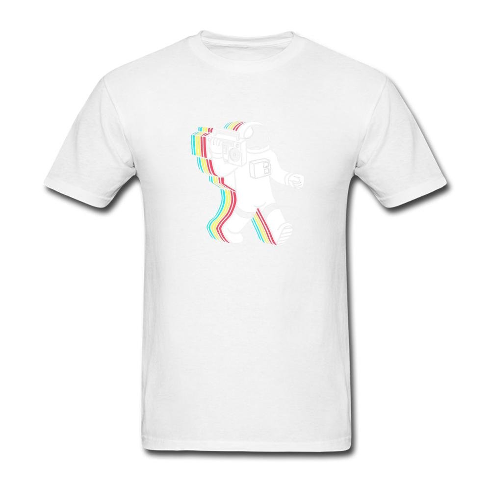 Heerinsy Men's Astronaut Boombox Music Space Design Color Short Sleeve T-Shirt S