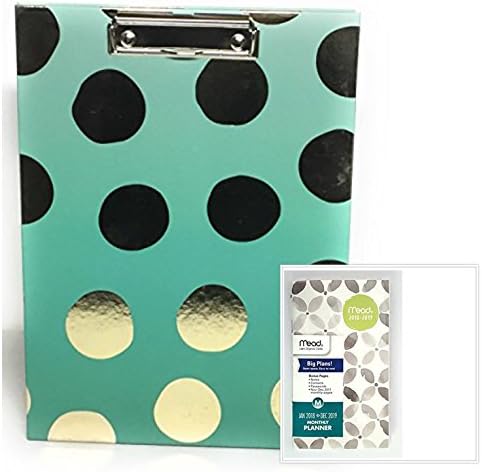 PINK STUDIO CLIPBOARD PADFOLIO //GOLD DOTS ON GREEN AND Mead 2 Year Monthly Pocket Planner, January 2018 - December 2019, 3.6 x 6.2", Stripes