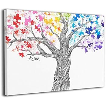 Newest Creative Household Autism Tree Frameless Decoration Picture Office Decorative Background Paintings Print Home Decorative Canvas Art Picture 16X20 Inch