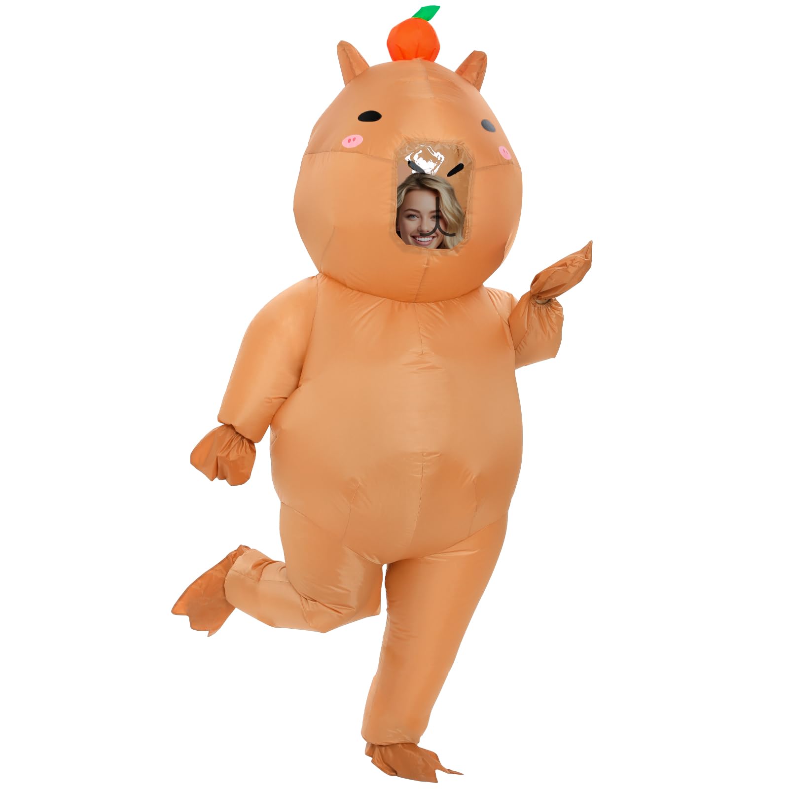 Poptrend Capybara Inflatable Costume for Adult Kids, Halloween Capybara Costumes Men Women Blow up Costumes Funny Fancy Dress Party Costumes (Adult)