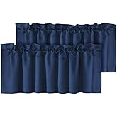 H.VERSAILTEX Blackout Valances for Windows,Navy Blue Short Window Valance Curtains for Living Room/Bedroom/Bathroom Privacy Decorative Rod Pocket Kitchen Valances，2 Panels，52" W x 18" L, Navy