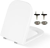 CUQOO Soft Close Toilet Seat Square with Adjustable Hinges 44.5x34.5 cm