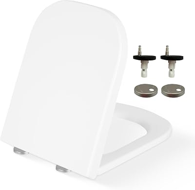 CUQOO Soft Close Toilet Seat Square with Adjustable Hinges 44.5x34.5 cm