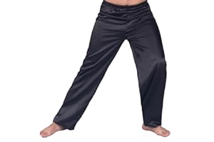 LIBAOBAOYO Kids Boys Martial Arts Pants Satin Elastic Waist Kung Fu Light Smooth Trousers