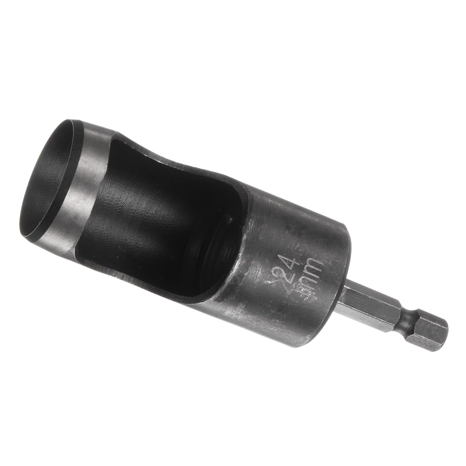 Kozelo Leather Hole Punch Tool - [24mm x 1/4" Shank] Extension Hex Shank Drill Bit High-Carbon Steel Rotary Hollow Puncher for Fabric Leathercraft Belts Use, 121mm Length